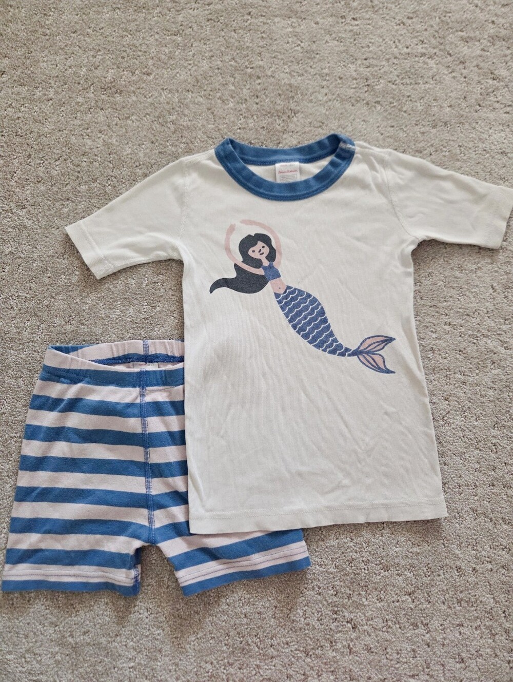 Hanna Andersson Mermaid T-shirt and Striped Shorts Pajama Set